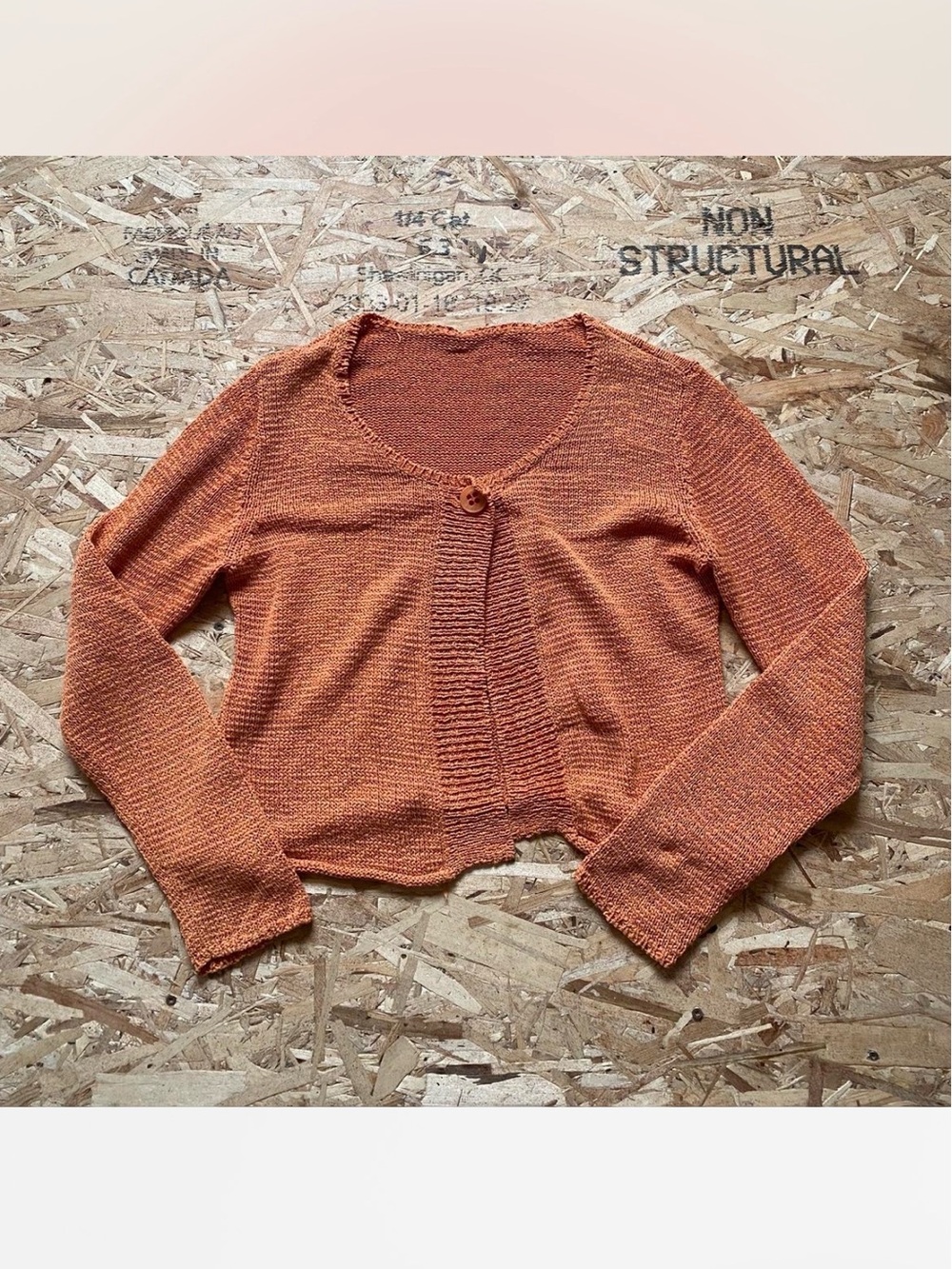 Women’s Cropped Orange Knit Cardigan with Single Button